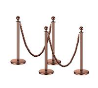 Rosegold stainless steel Crowd Control Stanchion，Crowd Control Queue Line Barrier Set w/ 5 ft polyester woven rope，Hotel Mall Exhibition Wedding Rope Barriers (Size : 4 PCS set w/2 rope)