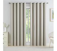 Rosehill Designs Beige Thermal Blackout Curtain 90" x 72" Drop Triple Weave Energy Saving Drape Extra Wide Noise Reducing Blackout Window Treatment 2 Panels for Rustic Living Room, Putty