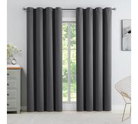 Rosehill Designs Dark Grey Blackout Curtain 66" x 72" Drop Triple Weave Thermal Insulated Drape with Eyelets Noise Reducing Room Darkening Window Treatment 2 Panels for Bedroom, Living Room, Dark Gray