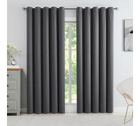 Rosehill Designs Dark Grey Blackout Thermal Curtain 90" x 72" Drop Triple Weave Energy Saving Drape Extra Wide Noise Reducing Blackout Window Treatment 2 Panels for Rustic Living Room