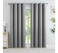 Rosehill Designs Grey Blackout Curtain 66" x 72" Drop Triple Weave Thermal Insulated Drape with Eyelets Noise Reducing Room Darkening Window Treatment 2 Panels for Bedroom, Living Room, Gray