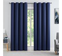 Rosehill Designs Navy Blue Blackout Curtain 66" x 90" Drop Triple Weave Thermal Insulated Drape with Eyelets Noise Reducing Room Darkening Window Treatment 2 Panels for Bedroom, Living Room, Blue