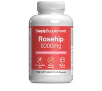Rosehip Extract 6000mg with Vitamin C | 240 Vegan Capsules | Vitamin C supports normal collagen formation for cartilage and skin | 80 days’ supply | UK made to GMP standards