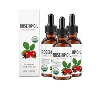 Rosehip-Oil for Face & Body, Organic Rosehip-Oil for Softer Glowing Skin-100% Pure, Cold Pressed, Rosehip-Seed Face Oil for Facial & Body Massage, Hair & Nails Care (3pc)