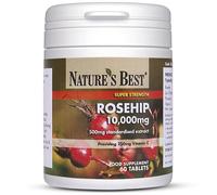 Rosehip Tablets 10,000mg | 60 Vegan Tablets | One-A-Day | 2 Month’s Supply | High Strength | with 250mg Vitamin C for Normal Collagen Formation | Perfect Partner to Turmeric | UK Made