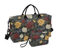 Rosehips Travel Duffel Bag Travel Overnight Carry on Bag Gym Tote Bag with Adjustable Strap for Yoga 2 Pcs Set