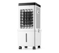ROSEKEYSB 12L Air Cooler Fan with Remote Control, 3 Speeds, 65W, White Unit, 3 Wind Modes, 7-Hour Timer, 4 Ice Packs, 320 m³/h Airflow, Touch Panel, Castor Wheels, 27 x 23 x 60 cm for Home Office use.