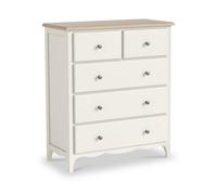 Roseland Furniture Celine Coconut White Oak Top 2 Over 3 Drawer Chest