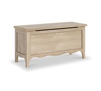 RoselandFurniture Celine Washed Oak Blanket Box | Fully Assembled Solid Wood Storage Chest | Classic French Chic Wooden Cabinet for Bedroom