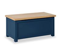 RoselandFurniture Farro Navy Blue Wooden Blanket Box Ottoman Storage Box | Fully Assembled Large Contemporary Painted Trunk, Shoe Storage Bench or Toy Chest for Bedroom, Hallway or Kids Room