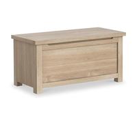 RoselandFurniture Farro Oak Blanket Box Ottoman Wooden Storage Box | Fully Assembled Large Contemporary Washed Oak Solid Wooden Chest, Trunk or Toy Box for Bedroom, Hallway or Kids Room