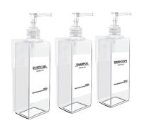 Roselee Set of 3 Soap Dispensers, Wall Mounting Set - Transparent 500 ml Plastic, Wide Range of Applications, Simple and Elegant Design