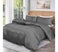 Roseley 100% BAMBOO Duvet Cover Set 300TC Organic Hypoallergenic Bed Linen Breathable Natural Fabric Temperature Regulating Machine Washable & Sustainable Bedding [Grey, King]