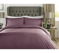 Roseley 100% Cotton Bed Set 400TC Natural Breathable Checked Duvet Cover Pillowcases Home Hotel Bedding Hypoallergenic [King, Grape]