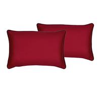 Roseley 2pc Egyptian Cotton Piped Cushion Covers 400TC Plain Soft Natural Decorative Sofa Throw Cases 30 x 50cm [Wine - Brown Edges]