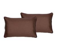Roseley 2pc Egyptian Cotton Piped Cushion Covers 400TC Plain Soft Natural Decorative Sofa Throw Cases 30 x 50cm [Brown - Plum Edges]