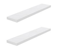 Roseley 2pc Floating Shelves 110cm Long Decorative Wall Display High Gloss Shiny Invisible Mounting Bathroom Living Room Bedroom Fixings Included [White]
