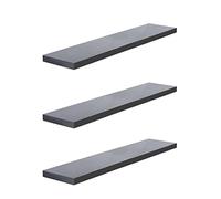 Roseley 3pc High Gloss Floating Shelves 110cm Long Invisible Mounting Decorative Wall Display Shiny Bathroom Living Room Bedroom Fixings Included [Grey]