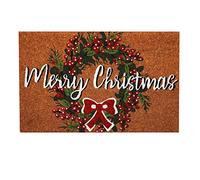 Roseley Christmas Doormat 40 x 60cm Natural Coir Coconut Runners Decorative Welcoming Xmas Mat Home Office Entrance Hallway [Christmas Wreath]