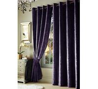 Roseley Crushed Velvet Curtains Eyelet Ring Top Fully Lined For Living Room Kitchen Bedroom 2 Panels Tiebacks Included (Violet Black, 66 x 72'')