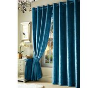 Roseley Crushed Velvet Curtains Eyelet Ring Top Fully Lined For Living Room Kitchen Bedroom 2 Panels Tiebacks Included (Navy Blue, 46 x 72'')