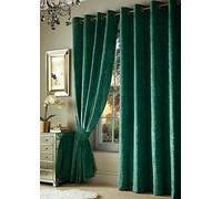 Roseley Crushed Velvet Curtains Eyelet Ring Top Fully Lined For Living Room Kitchen Bedroom 2 Panels Tiebacks Included (Emerald Green, 46 x 72'')