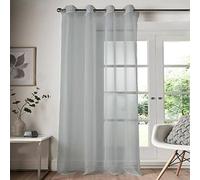 Roseley Eyelet Voile Curtain 1 Panel Mesh Light Living Room Patio Door Drape Nursery Sheer Organza Net Curtain Semi Transparent [Silver W:58'' x D:54'']