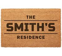 Roseley Personalised Coir Door Mat 40 x 60cm Customised Name Entrance Mat Natural Dirt Trapper Anti-Slip Backing [Design 02]
