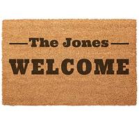 Roseley Personalised Coir Door Mat 40 x 60cm Customised Name Entrance Mat Natural Dirt Trapper Anti-Slip Backing [Design 08]