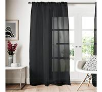 Roseley Slot Top Voile Curtain 1 Panel Mesh See Through Living Room Patio Door Drape Nursery Sheer Organza Net Curtain [Black, W:58'' x D:90'']