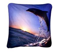 Roseley Washable Plush Velvet Cushion Covers 3D Digital Printed Animal Themed Square Cases (18" x 18") Cute Single Sided Prints (Dolphin 2)