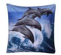 Roseley Washable Plush Velvet Cushion Covers 3D Digital Printed Animal Themed Square Cases (18" x 18") Cute Single Sided Prints (Dolphin 1)