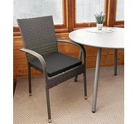 Roseley Waterproof Chair Cushion With Ties Outdoor Seat Pad Removable Water-Resistant Cover Durable Comfy Patio Garden Lawn Seating [Black, 40 x 40 x 4cm]