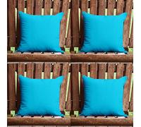 Roseley Waterproof Cushion Cover With Cushion Insert Pad Scatter Pillow 45 x 45cm Outdoor Throw Pillows With Removable Cases Garden Patio Sofa Cushion Fillers [Ocean Blue, Set of 4]