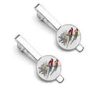 Rosella Parrots Bird Men's Tie Clips Necktie Bar Pin Formal Business Suit Accessories 2-Pack