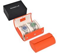 ROSELLE Genuine Leather Watch Roll Travel Case - Watch Roll Case For 2 Watches With Luxury Lining - Protect, Travel,Store and Display Fine Watches