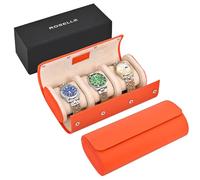 ROSELLE Genuine Leather Watch Roll Travel Case - Watch Roll Case For 3 Watches With Luxury Lining - Protect, Travel,Store and Display Fine Watches