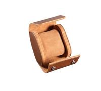ROSELLE-Single Watch Roll Travel Case for Men PU Leather Watch Storage Organizer and Display (Dark Brown Single Watch Case)