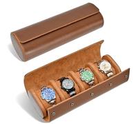 ROSELLE Watch Roll Travel Case for Men and Women - 4 Watch Storage and Organizer - Secure Storage with Innovative Removable Pillows & Solid Dividers for Travel and Display