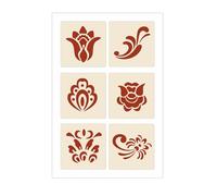 Rosemaling Stencil Set of 6 - Set #3 - Reusable Scandinavian Folk Art Templates Painting on Wood, Walls, Fabric, Tattoos, Furniture Ideal for DIY Crafts & Home Decor - The Artful Stencil