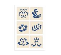Rosemaling Stencil Set of 6 - Set #4 - Reusable Scandinavian Folk Art Templates Painting on Wood, Walls, Fabric, Tattoos, Furniture Ideal for DIY Crafts & Home Decor - The Artful Stencil