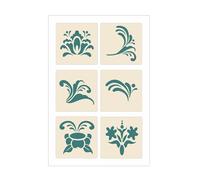 Rosemaling Stencil Set of 6 - Set #5 - Reusable Scandinavian Folk Art Templates Painting on Wood, Walls, Fabric, Tattoos, Furniture Ideal for DIY Crafts & Home Decor - The Artful Stencil