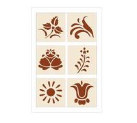 Rosemaling Stencil Set of 6 - Set #6- Reusable Scandinavian Folk Art Templates Painting on Wood, Walls, Fabric, Tattoos, Furniture Ideal for DIY Crafts & Home Decor - The Artful Stencil