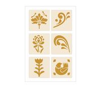 Rosemaling Stencil Set of 6 - Set #7 - Reusable Scandinavian Folk Art Templates Painting on Wood, Walls, Fabric, Tattoos, Furniture Ideal for DIY Crafts & Home Decor - The Artful Stencil