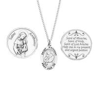 Rosemarie Collections Saint Pendant Necklace and 2 Religious Pocket Tokens, One size, Pewter, No Gemstone
