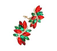 Rosemarie Collections Women's Dazzling Crystal Marquis Leaf Cluster Statement Clip On Earrings, 1.87", One size, Glass, crystal
