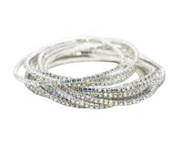 Rosemarie & Jubalee Crystal Rhinestone Stretch Bracelets, Stacking Style, Set of 12, 6.75 Inch, One Size, Metal Alloy, Crystal Rhinestone, Rhinestone