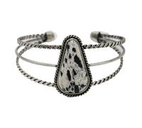 Rosemarie & Jubalee Western Style Howlite Stone Open Cuff Bracelet, White with Black