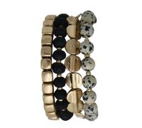Rosemarie & Jubalee Women's Beaded Stretch Bracelet Set, 4 Piece Stacking Collection, 6 Inch for Small Wrists, One Size, Metal Alloy, Howlite, crystal