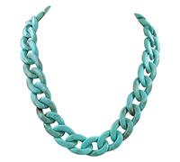 Rosemarie & Jubalee Women's Chunky And Colorful Turquoise Acrylic Resin Links Curb Chain Necklace, 18"+2.5" Extender